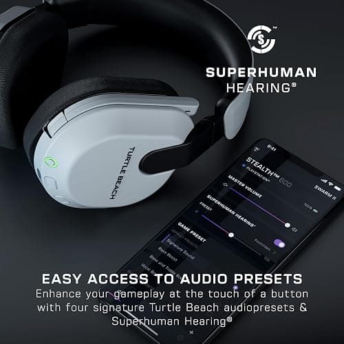Turtle Beach Stealth 600 Wireless Multiplatform Amplified Gaming Headset for PS5, PS4, PC, & Mobile – Bluetooth, 80-Hr Battery, Noise-Cancelling Flip-to-Mute Mic, 50mm Speakers – White thumbnail 8