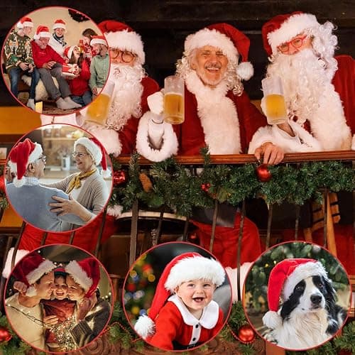 Iioscre Santa Hat Adult Christmas Hats - Santa Claus Hat for Women Men - Xmas Holiday Party thumbnail 6