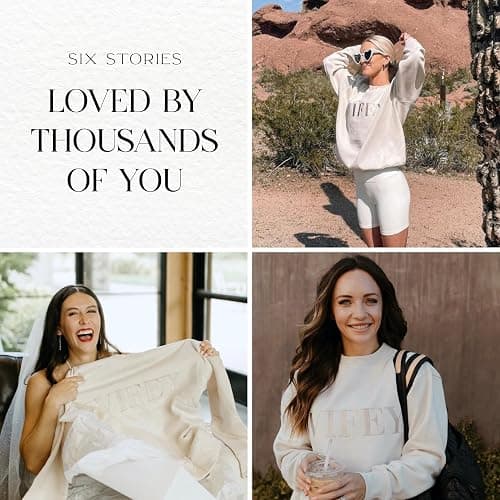 Six Stories | Oversized Wifey Statement Sweatshirt for Newlywed Bride | Soft & Cozy Embroidered Champagne Crewneck Sweater thumbnail 2