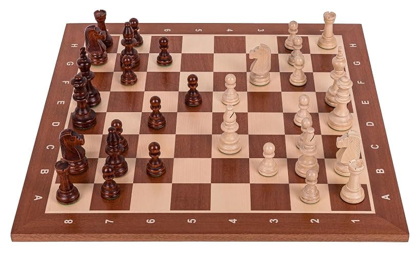 Square - Pro Turnier Schach Set Nr. 5 Mahagoni + 2 Extra Damen - Schachbrett + Schachfiguren Staunton 5 + Kasten - Schachspiel aus Holz thumbnail 3