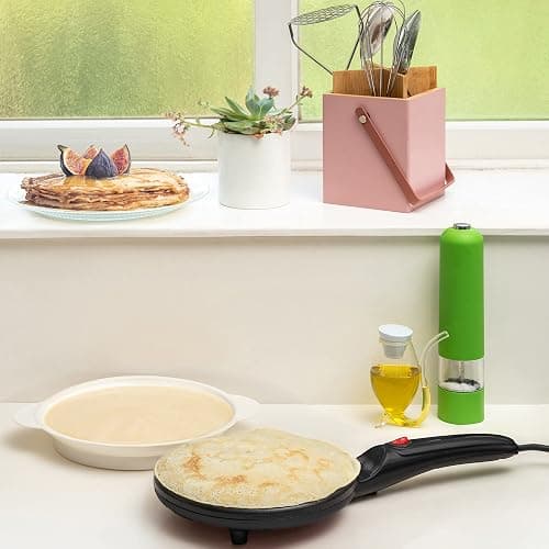 Moss & Stone Electric Crepe Maker – 8” Portable Crepe Pan Nonstick with Dipping Plate, Auto Shut-Off, On/Off Switch, Even Heating & One Automatic Temperature Control – Compact Crepe Maker thumbnail 7
