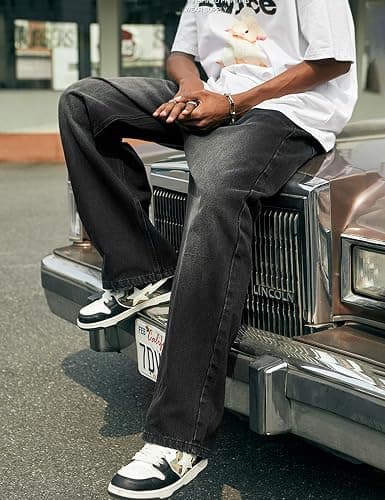 Y2k Baggy Jeans Mens Denim Jeans Wide Leg Pants Hip Hop Skater Jeans Oversized Vintage Streetwear thumbnail 2