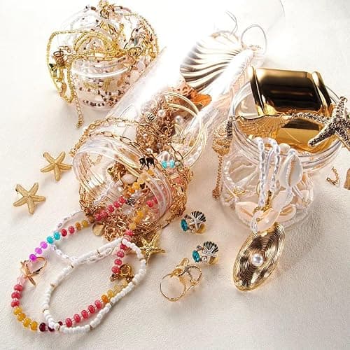 RRCJXLQDSF Ocean Mystery Jewelry Jar, Boho Style Surprise Box Mystery Jars Full of Jewelry (Necklace, Bracelets, Earrings, Rings) Romance From The Ocean Accessories for Women (10 Random Pieces) thumbnail 2