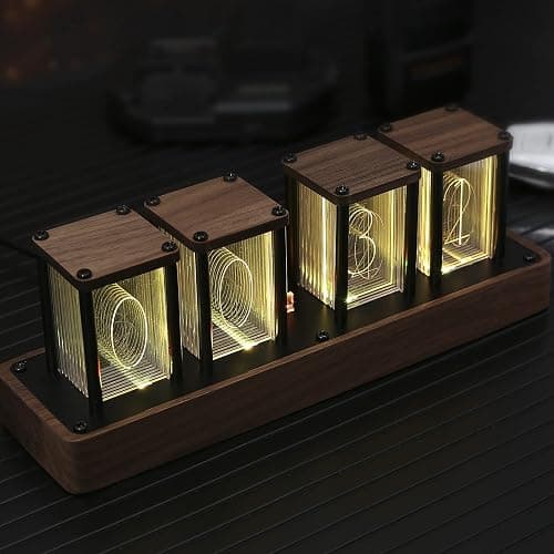 ClocTeck Nixie Tube Clock Walnut Digital Clock, Support Wi-Fi Time SYNC, Alarm & Timer, 12/24H Display, A Retro Gift for Friends - Image 1