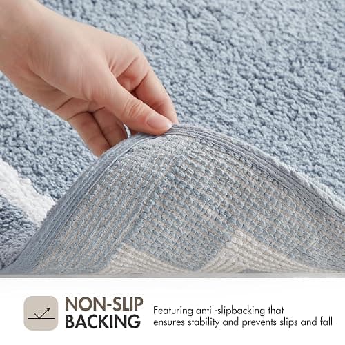 Madison Park Evan 100% Cotton Bathroom Non Slip Backing-Luxurious Tufted Plush Bath Mat Absorbent, Quick Dry, Spa Design Shower Room Décor, 20x30" Blue thumbnail 6