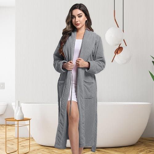 PJGGZ Women's Shawl Collar Bathrobe, Soft Long Towel Robes for Women - Super Absorbent Quick Dry yet Warm thumbnail 5