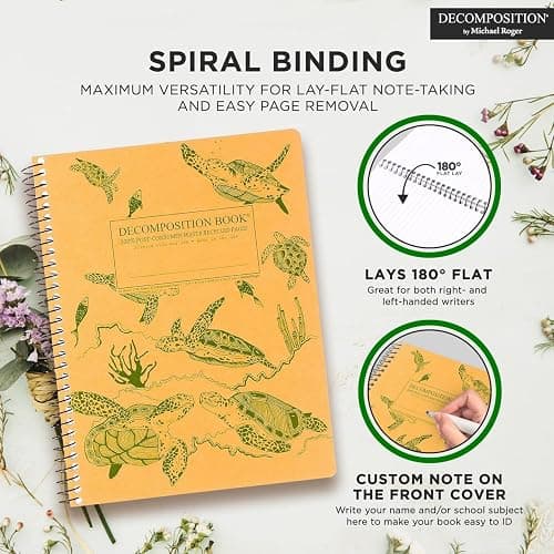 Decomposition Sea Turtles College Ruled Spiral Notebook - 9.75 x 7.5 Journal with 160 Lined Pages - 100% Recycled Paper - Cute Notebooks for School Supplies, Home & Office - Made in USA thumbnail 6