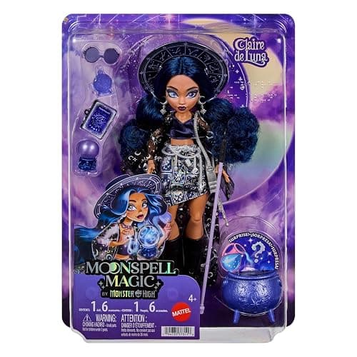 ​Monster High Doll, Moonspell Magic by Monster High Claire de Luna | Clairvoyant Witch in Blue Clothes with Cauldron Surprise & Accessories like Crystal Ball, Hat & Spellbook, JMB89 thumbnail 6