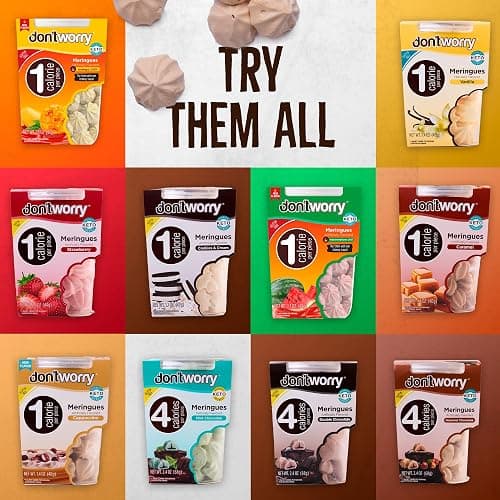 Don't Worry Meringue Cookies | Double Chocolate, Hazelnut, Mint Chocolate Flavor | Low Calorie Snacks with 4 Calories per Piece | Keto, Gluten Free, Low Carb Healthy Snacks For Adults | 4 Pack thumbnail 6