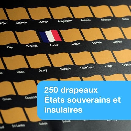 envami® Carte du Monde à Gratter en Français - Avec Carte Européenne - 68 X 43 CM - Dorée - Planisphère - Map à Gratter - Poster de Voyage thumbnail 6