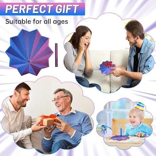 3D Printed Expanded Sensory Fidget Star,Stress-Relief Spinning Tower Toy with Handles,Sensory Toys for Adults & Teens,Honeycomb Whirling Spiral Design for ADHD & Stress Relief (Purple-Blue,L-25rings) thumbnail 7