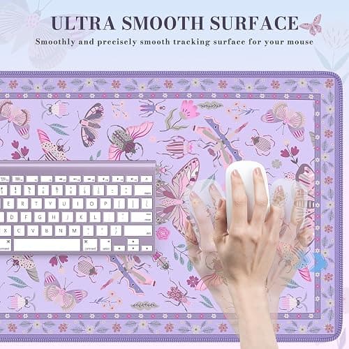 iCasso Purple Large Mouse Pad, Desk Matt for Desktop, XXL Desk Mat for Keyboard and Mouse, Anti-Slip Big Mousepad Computer Mat with Stitched Edges thumbnail 3