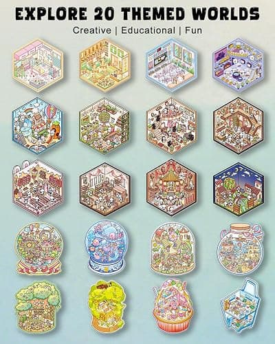 3D Sticker Scene Book for Adults & Kids, 20 DIY House Stickers Therapy - Make Your Own House Room Landscape Scenes Fun Gift Idea for Girls thumbnail 3