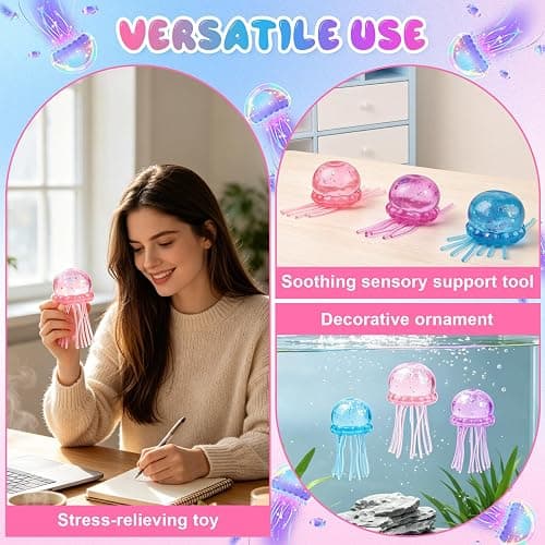 Jellyfish Squishy, Jellyfish Design Squeeze Stress Ball, Sensory Toy with a Super Solid Squish for Adult,Squeeze Toys for Anxiety and Stress Relief, Party Gifts (DarkRed) thumbnail 5