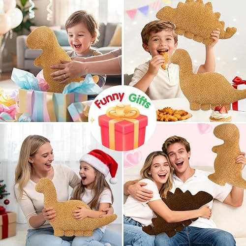 Dino Nugget Pillow Plush, Dinosaur Chicken Plush Nuggets Pillow Funny Birthday Gifts for Boys Girls, Funny Stuffed Animals Plush Toy Pillows, Dinosaur Gifts for Kids Teens Adults (Small, Kentrosaurus) thumbnail 7