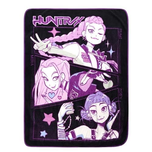 HUNTRX Kpop Demon Hunters Super Soft Fleece Throw Blanket, Purple and Black, 46x60 Inch thumbnail 6