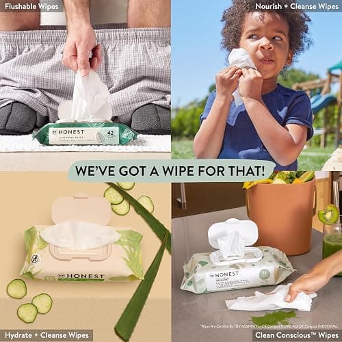 The Honest Company Plant-Based Snot Removing Wipes | Soothing Nose + Face Wipes with Aloe | Hypoallergenic for Sensitive Skin, EWG Verified | Fragrance Free, 60 Count thumbnail 8