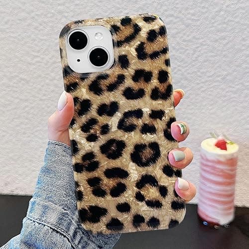 J.west Compatible with iPhone 15 Plus Case, Phone Case iPhone 15 Plus, Soft Sparkly Leopard Print Pearly Thinfoil Animal Design Women Girl Protective Case Phone Cover for iPhone 15 Plus 6.7" thumbnail 2