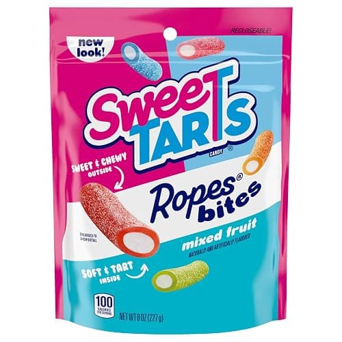 SweeTARTS Rope Bites Candy, Mixed Fruit, 8 Ounce Resealable Bag - Image 1