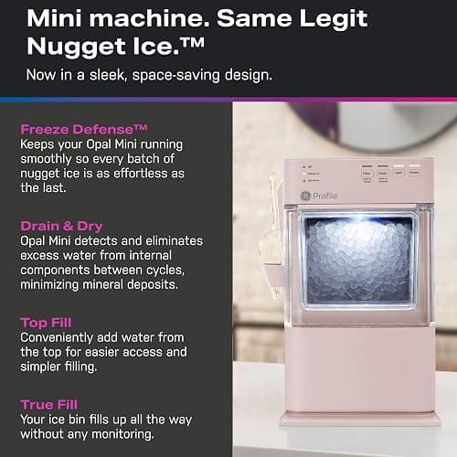GE Profile Opal Mini Nugget Ice Maker, Chewable Ice in 5 min, 36 lbs/Day | Soft Pebble Ice, Top Fill Water Reservoir, WiFi & App Control, Portable & Compact, 1 Pack Descaler & Scoop Included thumbnail 11