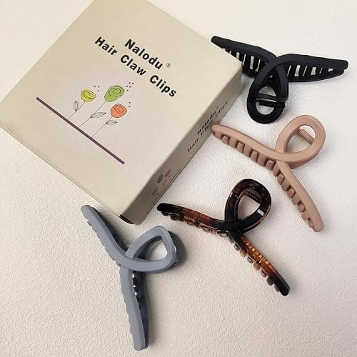 Nalodu Hair Claw Clips Large 4.3 Inch No Slip Big Matte Jaw Butterfly Clip Clamp 4 Colors for Thin Fine Thick Hair Women, 4 Pack thumbnail 7