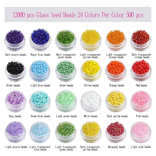 Ybxjges 12000 pcs 3mm Glass Seed Beads 8/0 Small Craft Beads Friendship Bracelet Kit with Jump Rings Lobster Clasp Elastic String for Jewelry Making DIY Bracelets Necklaces Girts for Girls Age 6-12 thumbnail 2