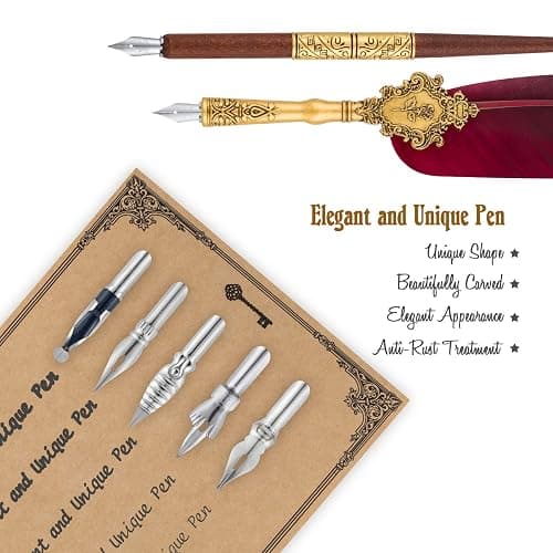 Hethrone Feather Pen and Ink Set - Quill Pens Calligraphy Pen Set Fountain Dip Pen thumbnail 4