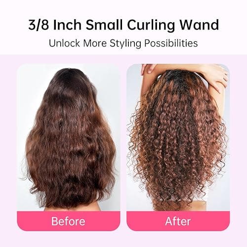 3/8 Inch Small Wand Curling Iron with 9 Temps, 9mm Mini Hair Curler with LCD Display, Fast Heat Up & Anti-Scald Design, Suitable for Short/Long Hair thumbnail 7