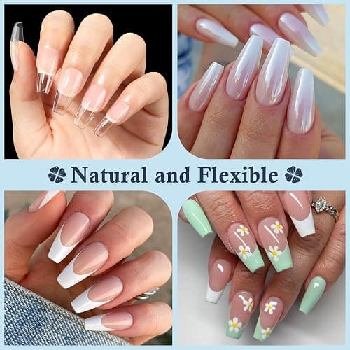 Medium Coffin Gel Nail Tips, 504pcs Soft Gel Pre-Shaped Acrylic Fake Nails, Half Matte Full Cover Clear Press on Flase Nail Tips for Extension Nail Manicure Home DIY 12 Sizes Gelly Tips thumbnail 2