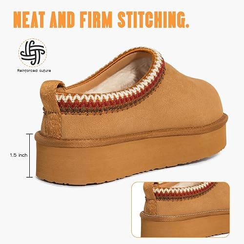 FITORY Women's Suede Slipper | Flat Short Mini Boots with Fur Fleece | Winter Casual Comfort Shoes thumbnail 5