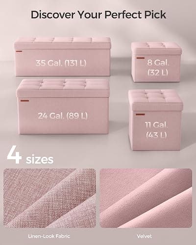 SONGMICS MAZIE Collection - Small Folding Storage Ottoman, Foot Rest Stool, 12.2 x 16.1 x 12.2 Inches, 286 lb Load Capacity, for Living Room, Bedroom, Home Office, Dorm, Jelly Pink ULSF102R01 thumbnail 6