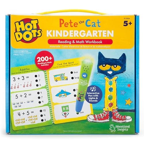 Educational Insights Hot Dots Pete The Cat Kindergarten Reading & Math Workbook - Kindergarten Workbooks with Interactive Pen, Homeschool Learning Books, Build Early Reading & Math Skills, Ages 5+ thumbnail 7