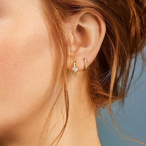 Freekiss 3 Pairs Gold Hoop Earrings Set: Dainty Stud Earrings Trendy Small 14K Gold Plated Hypoallergenic Dangle Cartilage Huggie Hoop Earrings for Women Gold Jewelry for Women Gifts thumbnail 4