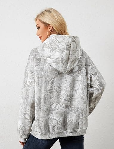 TERIVEEK Women Camo Hoodies Oversized Maple Leaf Fleece Hooded Sweatshirt Long Sleeve Fall Trendy Pullover Hoodie with Pocket thumbnail 5