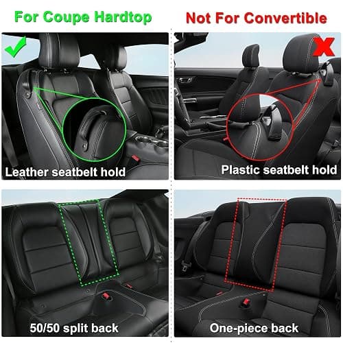 GIANT PANDA Customized Full Set Car Seat Covers Fit Ford Mustang Coupe Hardtop 2015 2016 2017 2018 2019 2020 2021 2022 2023 2024 2025 2026- (Black) thumbnail 6