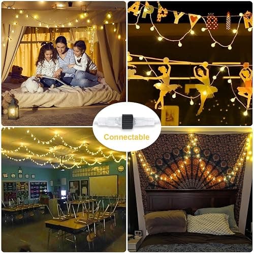 JMEXSUSS 100 LED Connectable Globe String Lights Indoor Bedroom, 33ft Warm White Christmas Lights Plug in with Remote, 8 Mode Hanging Fairy Lights Outdoor for Room Classroom Party Tree Christmas Decor thumbnail 4