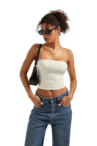 SUUKSESS Women Sexy Tube Top Summer Y2K Going Out Double Lined Basic Tank Top thumbnail 2