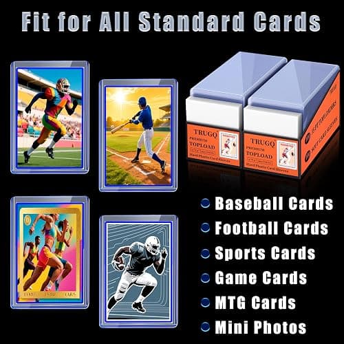 TRUGQ 400 Card Sleeves Top Loads for Cards,3"X4"Baseball Card Protectors,Toploaders Hard Plastic for Trading Game Sports Football Cards(200 Hard Protectors + 200 Soft Sleeves thumbnail 6