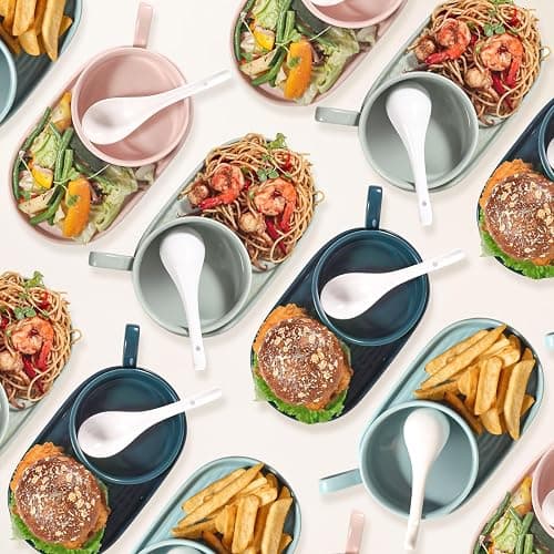 Artena Bright White 6.75 inch Asian Soup Spoons Set of 6, Ultra-fine Porcelain Tablespoon, Chinese/Japanese Kitchen Soup Spoons for Cereal, Ramen Pho - Deep Oval Hook Design - White thumbnail 2