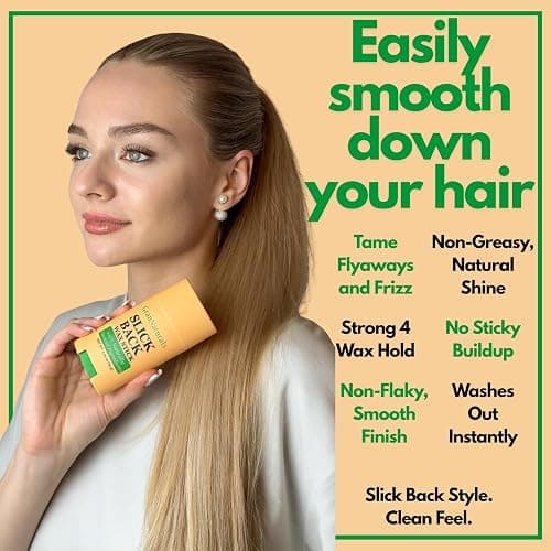 GranNaturals Slick Back Hair Wax Stick for Women - Castor, Jojoba, Coconut, Meadowfoam Oils - Smoothing Stray Flyaways, Taming Frizz, Styling Sleek Bun & Ponytail w/Rosemary Leaf Extract - 2.29 oz thumbnail 2
