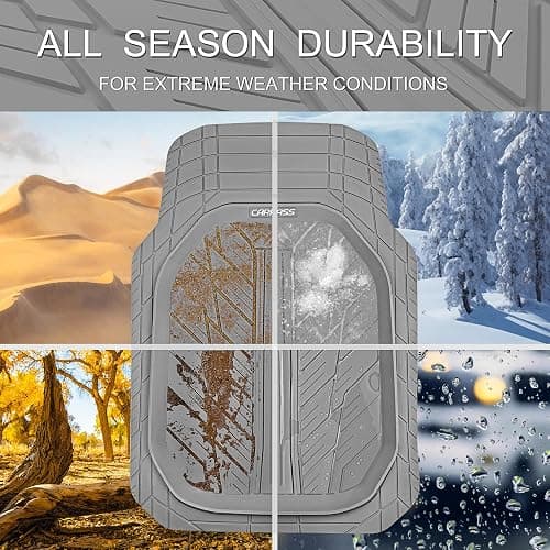 CAR PASS Deep Dish Rubber Floor Mats for Cars Full Set,Heavy Duty Car Mats,Universal Waterproof Trim-to Fit Automotive Floor Mats for Truck Van SUV, Durable All-Weather Car Mats 3-Piece (Light Gray) thumbnail 3