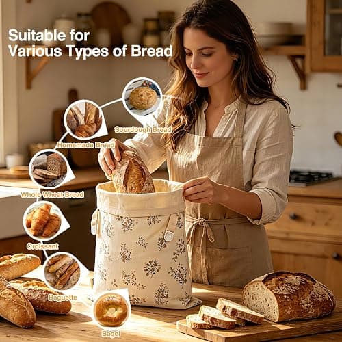 2 Pack Beeswax Sourdough Bread Bags for Sourdough Homemade Bread(17x13 in) | Reusable Beeswax Bread Bags,Upgraded Large Capacity Portable,Sourdough Bread Storage,Eco-Friendly and Freshness Preservation thumbnail 4