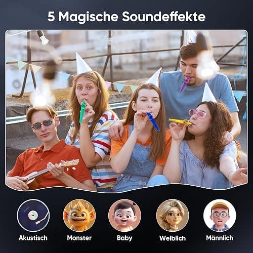 [2025] Karaoke Maschine 2 Mikrofonen: Karaoke Anlage mit 2 Karaoke Mikrofonen - Tragbare Bluetooth Karaoke Box Lautsprecher für Erwachsene Kinder Live-Mischpulte Geschenk für Weihnachten Geburtstag thumbnail 5