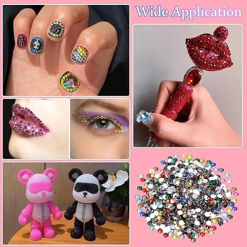 8400 PCS Bedazzling Kit, 24 Colors 5mm SS20 Flat Back Rhinestones for Bedazzling, Rhinestone Kit with 5Pcs Jewelry Paste Solution, Pick Up Pen & Tweezers for DIY Crafts, Shoes and Clothes thumbnail 7