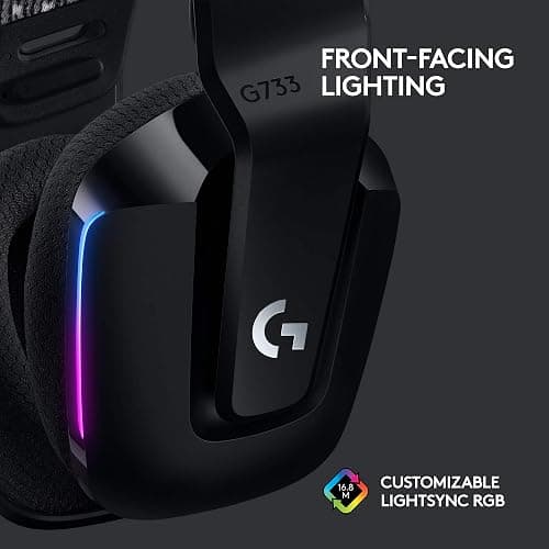 Logitech G733 Lightspeed Wireless Gaming Headset, Suspension Headband, Lightsync RGB, Blue VO!CE Mic, PRO-G Audio – Black, Gaming Headset Wireless, PC, PS5, PS4, Switch Compatible thumbnail 4