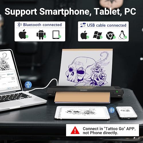 ORGBRO Tattoo Stencil Printer, X8 Thermal Tattoo Transfer Printer with 30pcs Transfer Paper, A4/A5/A6 3-in-1 Wireless Tattoo Machine for Tattoo Artists & Beginners, Compatible with Phone/Tablet/PC thumbnail 5