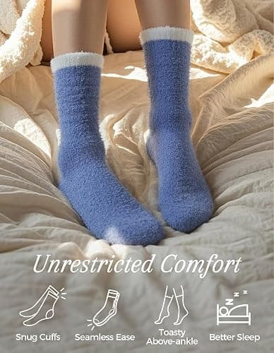 TEHOOK Warm & Cozy Valentines Gifts for Women, Fluffy Fuzzy Plush Sleeping Slipper Socks - Soft Warm Fabric thumbnail 4