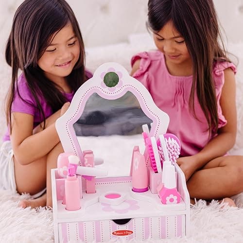 Melissa & Doug Wooden Beauty Salon Play Set, 18-Piece Vanity with Pretend Play Toys, Makeup, Mirror, Accessories & More, Preschool Toys for Girls & Boys Ages 3+ - FSC Certified thumbnail 7