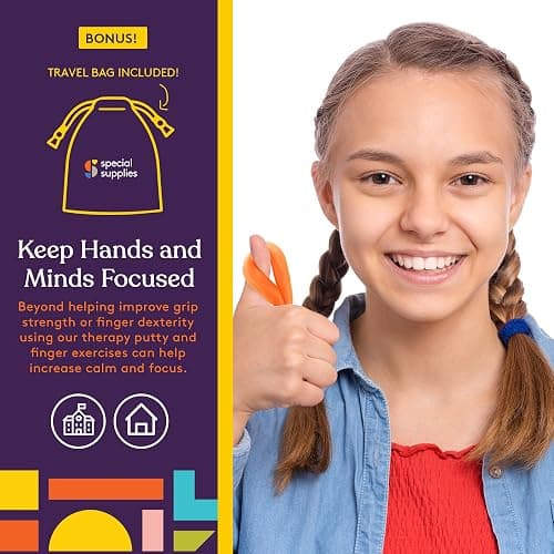 Special Supplies Physical Hand Therapy Putty Kit, Finger Exercisers, Hand Strengtheners, 15 Set Grip Strength,Dexterity, Mobility, Injury Stress Relief thumbnail 7
