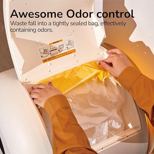 FurryTail Self Cleaning Litter Box with APP - Automatic Cat Litter Box for All Your Cats, Odor Control, Spacious Interior and Large Wastes Bin Capacity,Includes 40 Litter Bags thumbnail 4